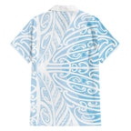 Blue New Zealand Puhoro Maori Tattoo Family Matching Off Shoulder Maxi Dress and Hawaiian Shirt