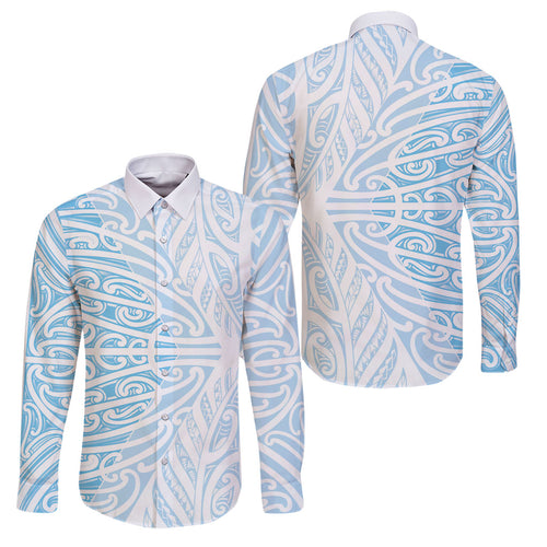 Blue New Zealand Puhoro Maori Tattoo Family Matching Off Shoulder Short Dress and Hawaiian Shirt