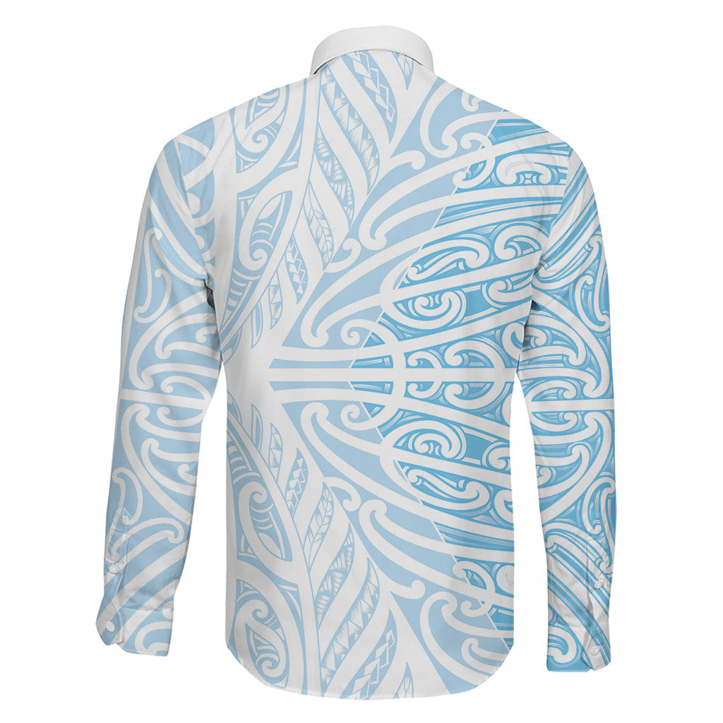 Blue New Zealand Puhoro Maori Tattoo Family Matching Off Shoulder Short Dress and Hawaiian Shirt