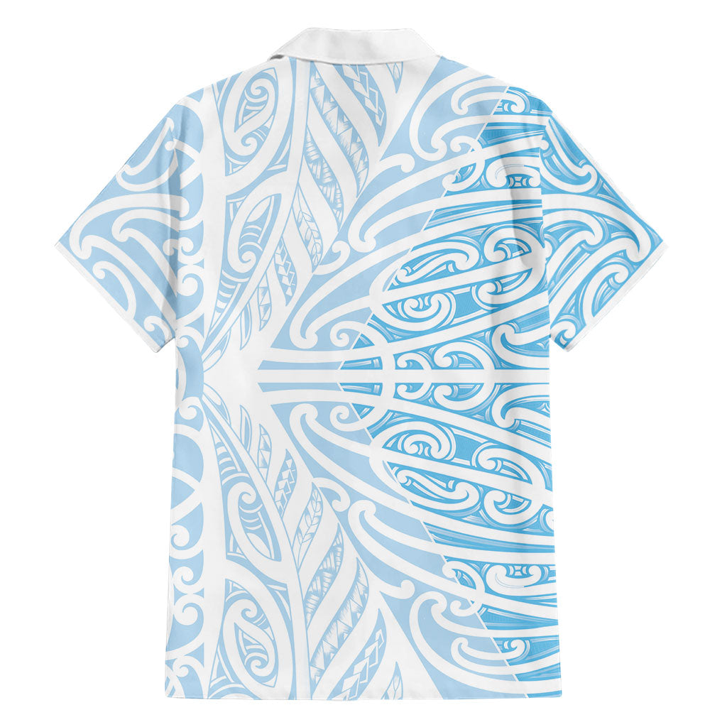 Blue New Zealand Puhoro Maori Tattoo Family Matching Puletasi and Hawaiian Shirt