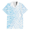 Blue New Zealand Puhoro Maori Tattoo Family Matching Short Sleeve Bodycon Dress and Hawaiian Shirt