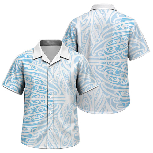 Blue New Zealand Puhoro Maori Tattoo Family Matching Summer Maxi Dress and Hawaiian Shirt