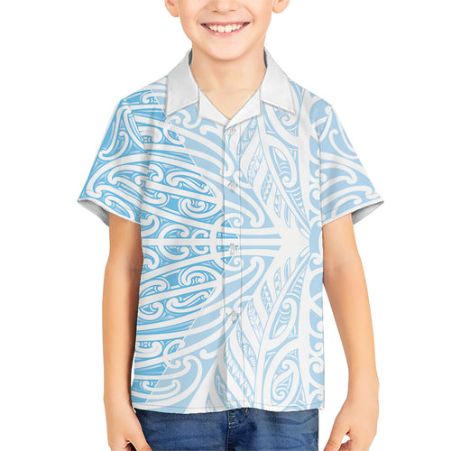 Blue New Zealand Puhoro Maori Tattoo Hawaiian Shirt