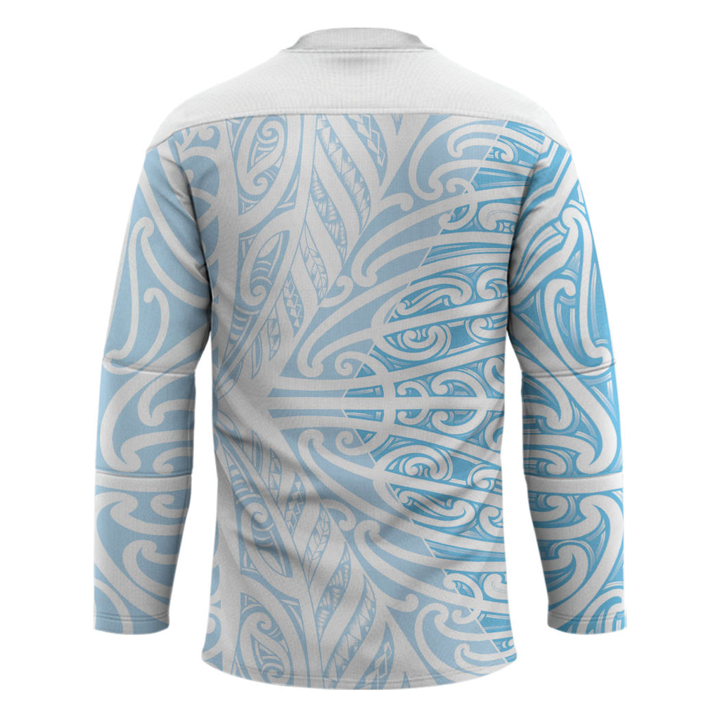Blue New Zealand Puhoro Maori Tattoo Hockey Jersey