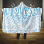 Blue New Zealand Puhoro Maori Tattoo Hooded Blanket