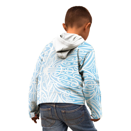 Blue New Zealand Puhoro Maori Tattoo Kid Hoodie