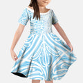 Blue New Zealand Puhoro Maori Tattoo Kid Short Sleeve Dress