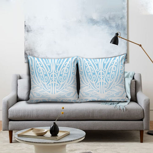 Blue New Zealand Puhoro Maori Tattoo Pillow Cover