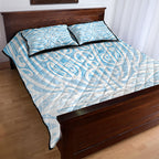 Blue New Zealand Puhoro Maori Tattoo Quilt Bed Set