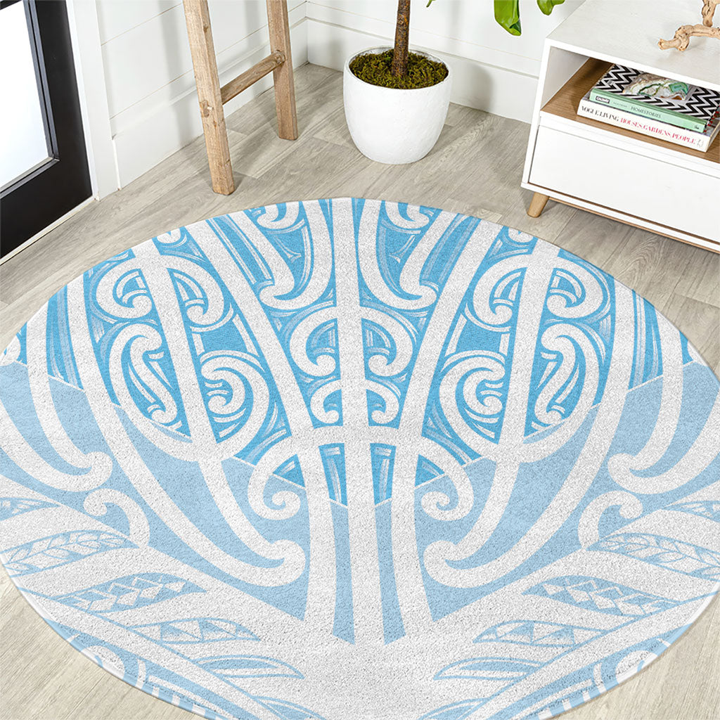 Blue New Zealand Puhoro Maori Tattoo Round Carpet