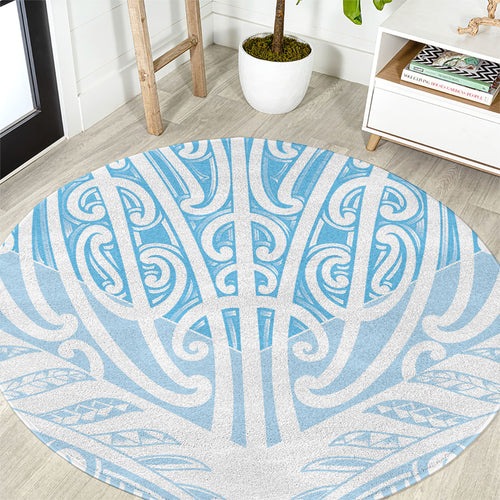 Blue New Zealand Puhoro Maori Tattoo Round Carpet