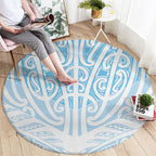 Blue New Zealand Puhoro Maori Tattoo Round Carpet