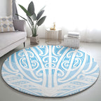 Blue New Zealand Puhoro Maori Tattoo Round Carpet