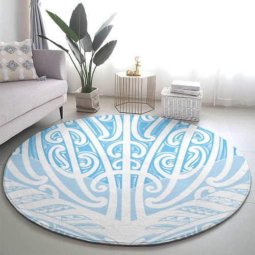 Blue New Zealand Puhoro Maori Tattoo Round Carpet