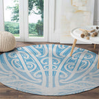 Blue New Zealand Puhoro Maori Tattoo Round Carpet