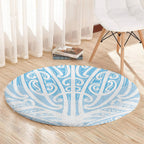 Blue New Zealand Puhoro Maori Tattoo Round Carpet
