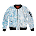 Blue New Zealand Puhoro Maori Tattoo Sleeve Zip Bomber Jacket