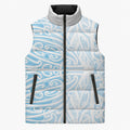 Blue New Zealand Puhoro Maori Tattoo Sleeveless Puffer Jacket