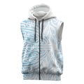 Blue New Zealand Puhoro Maori Tattoo Sleeveless Zip Hoodie
