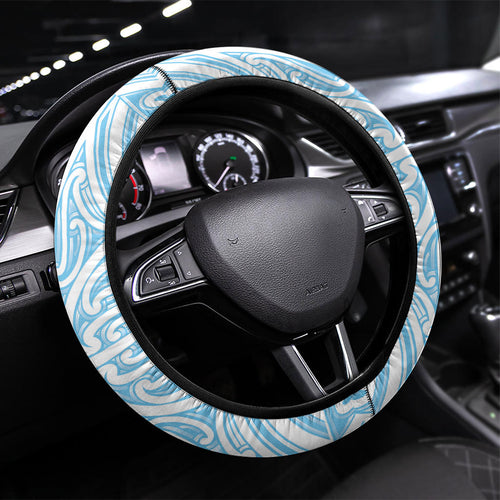 Blue New Zealand Puhoro Maori Tattoo Steering Wheel Cover