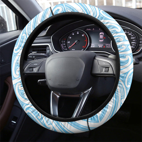 Blue New Zealand Puhoro Maori Tattoo Steering Wheel Cover
