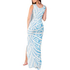 Blue New Zealand Puhoro Maori Tattoo Tank Maxi Dress