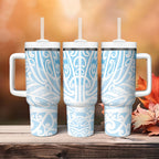 Blue New Zealand Puhoro Maori Tattoo Tumbler With Handle