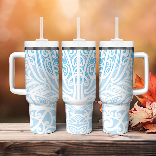 Blue New Zealand Puhoro Maori Tattoo Tumbler With Handle