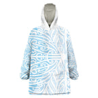 Blue New Zealand Puhoro Maori Tattoo Wearable Blanket Hoodie