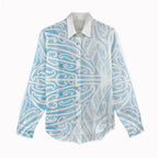 Blue New Zealand Puhoro Maori Tattoo Women Casual Shirt