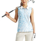 Blue New Zealand Puhoro Maori Tattoo Women Sleeveless Polo Shirt