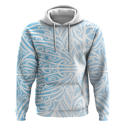Blue New Zealand Puhoro Maori Tattoo Zip Hoodie