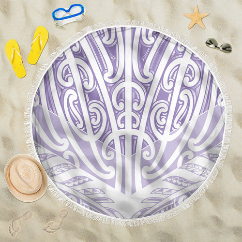 Purple New Zealand Puhoro Maori Tattoo Beach Blanket