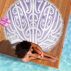 Purple New Zealand Puhoro Maori Tattoo Beach Blanket