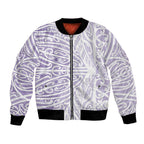 Purple New Zealand Puhoro Maori Tattoo Bomber Jacket
