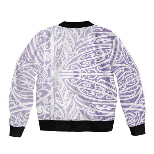 Purple New Zealand Puhoro Maori Tattoo Bomber Jacket