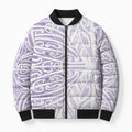 Purple New Zealand Puhoro Maori Tattoo Bomber Puffer Jacket