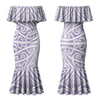 Purple New Zealand Puhoro Maori Tattoo Couples Matching Mermaid Dress and Hawaiian Shirt LT14