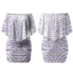 Purple New Zealand Puhoro Maori Tattoo Couples Matching Off Shoulder Short Dress and Long Sleeve Button Shirt LT14