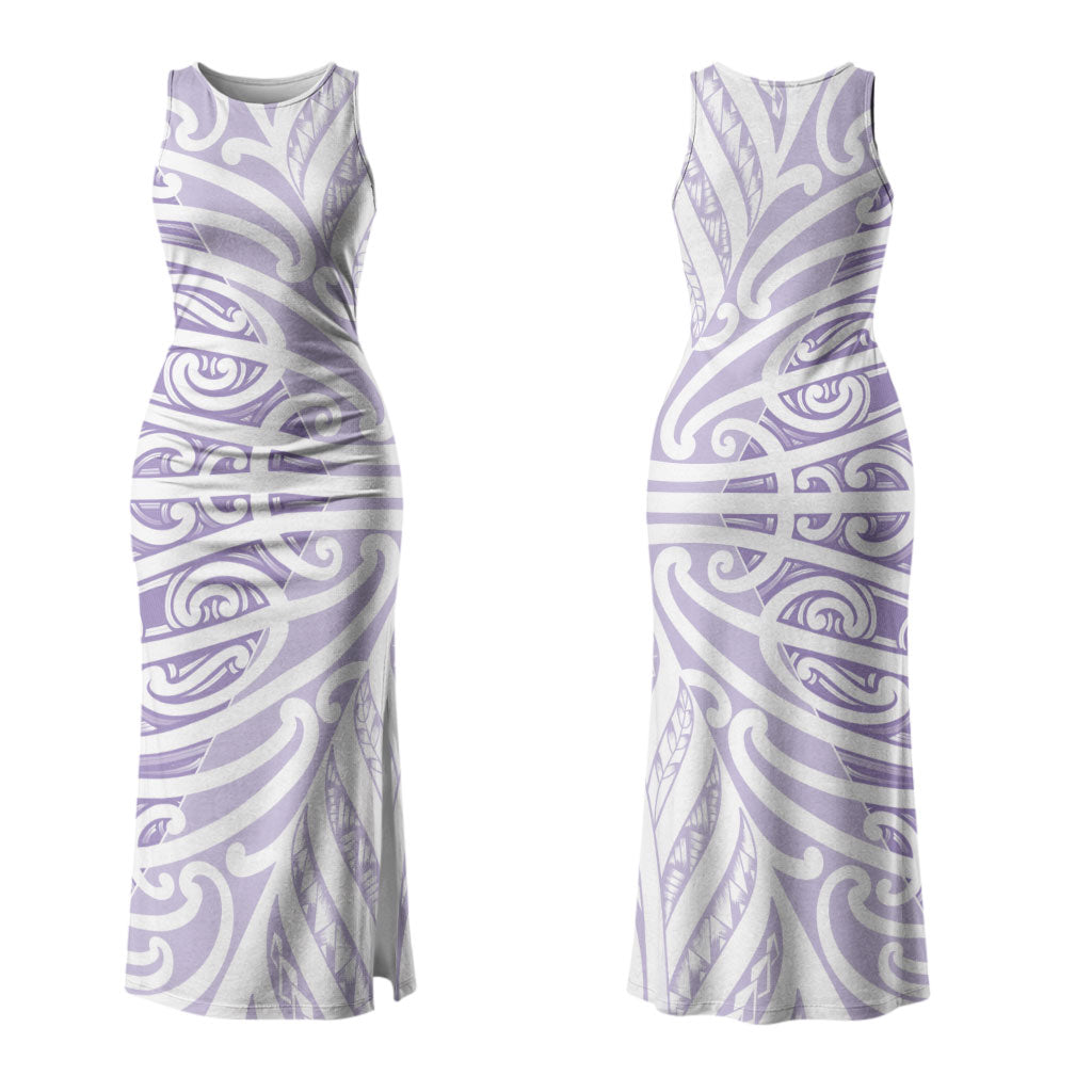 Purple New Zealand Puhoro Maori Tattoo Couples Matching Tank Maxi Dress and Hawaiian Shirt LT14