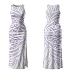 Purple New Zealand Puhoro Maori Tattoo Couples Matching Tank Maxi Dress and Hawaiian Shirt LT14