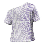 Purple New Zealand Puhoro Maori Tattoo Cross Shoulder Shirt