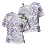Purple New Zealand Puhoro Maori Tattoo Cross Shoulder Shirt