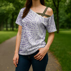Purple New Zealand Puhoro Maori Tattoo Cross Shoulder Shirt