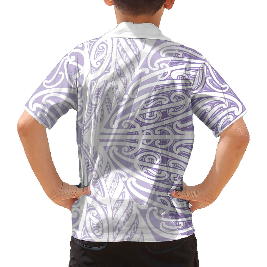 Purple New Zealand Puhoro Maori Tattoo Family Matching Off The Shoulder Long Sleeve Dress and Hawaiian Shirt
