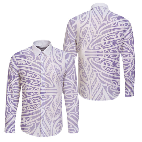 Purple New Zealand Puhoro Maori Tattoo Family Matching Off Shoulder Maxi Dress and Hawaiian Shirt