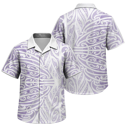 Purple New Zealand Puhoro Maori Tattoo Family Matching Off Shoulder Maxi Dress and Hawaiian Shirt