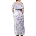 Purple New Zealand Puhoro Maori Tattoo Family Matching Off Shoulder Maxi Dress and Hawaiian Shirt