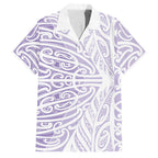 Purple New Zealand Puhoro Maori Tattoo Family Matching Puletasi and Hawaiian Shirt