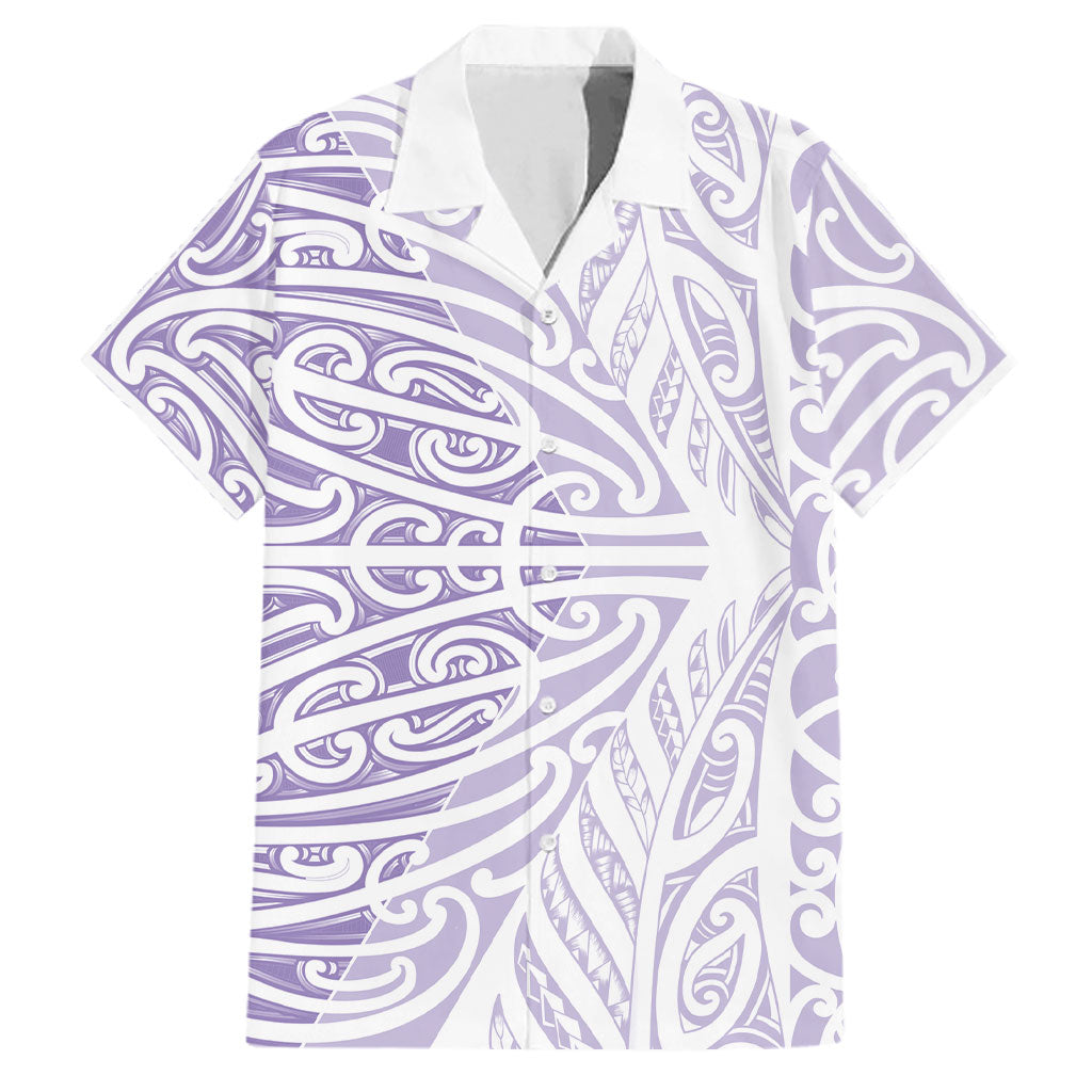 Purple New Zealand Puhoro Maori Tattoo Family Matching Summer Maxi Dress and Hawaiian Shirt